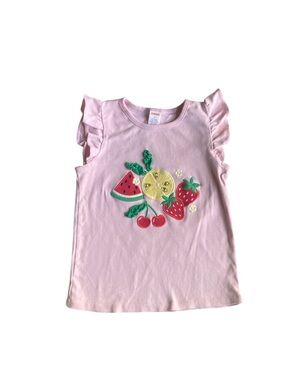 Gymboree Girls Embroidered Graphic Ruffle Top - Little Essentials - Pink